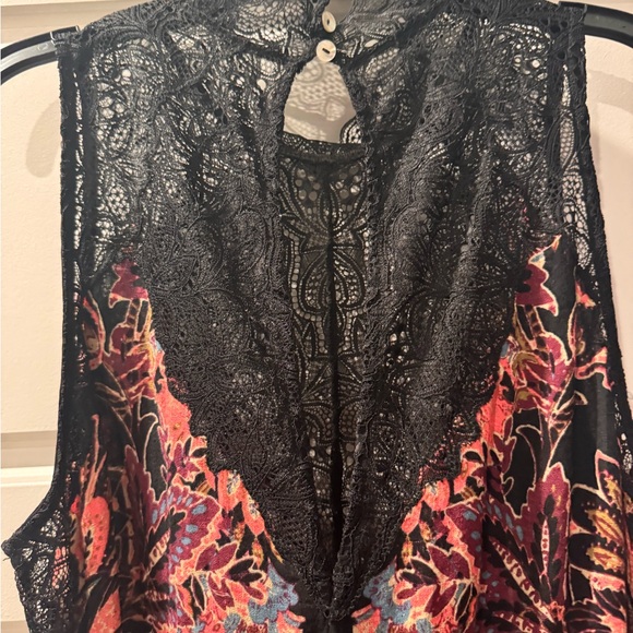 Free People Marsha Black and Pink Floral slip  Dress Medium - Picture 8 of 13